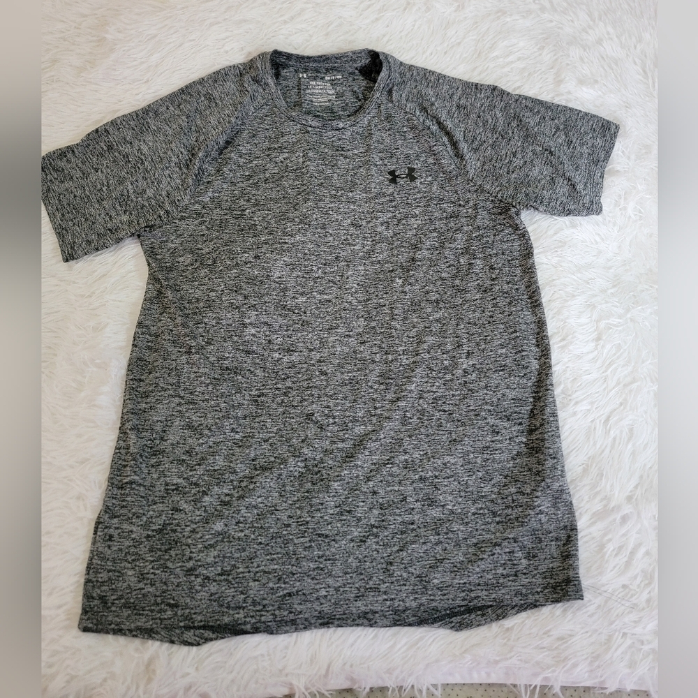Under Armour Loose Fit Men's Heathered Black Tee Small - Picture 6 of 13